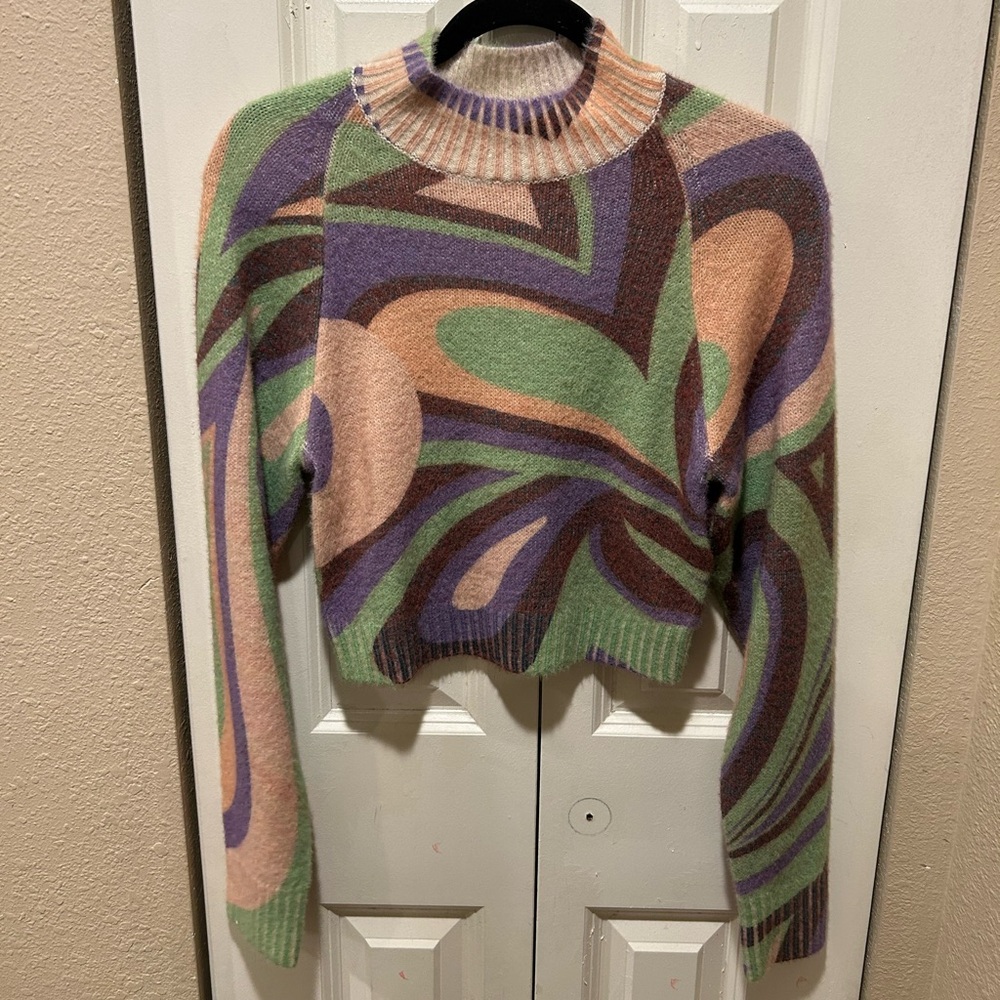 Urban Outfitters Cleo Mock Neck Patterned Jumper , size M Pit, like new - Picture 6 of 8